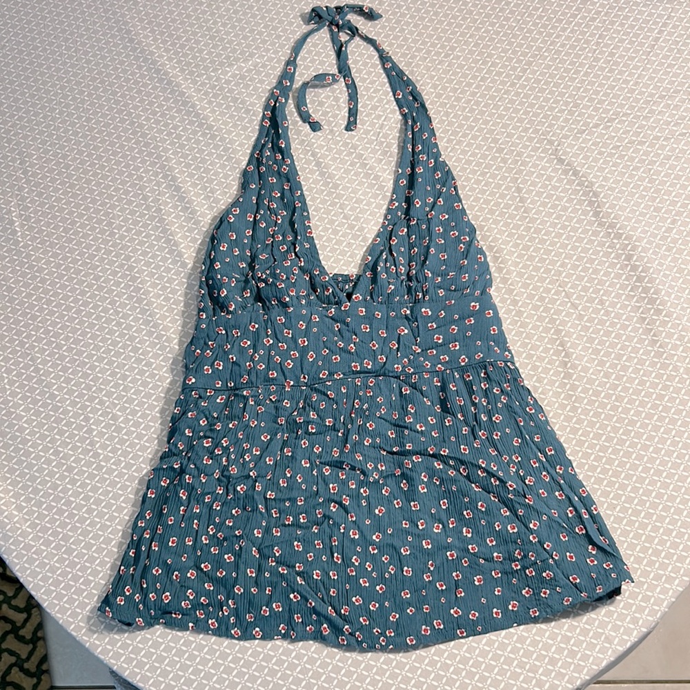 Roxy plunge Tie Back Halter Top Teal